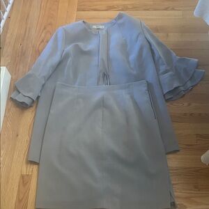 Worth Light Blue Peplum Sleeve Blazer and Skirt Set